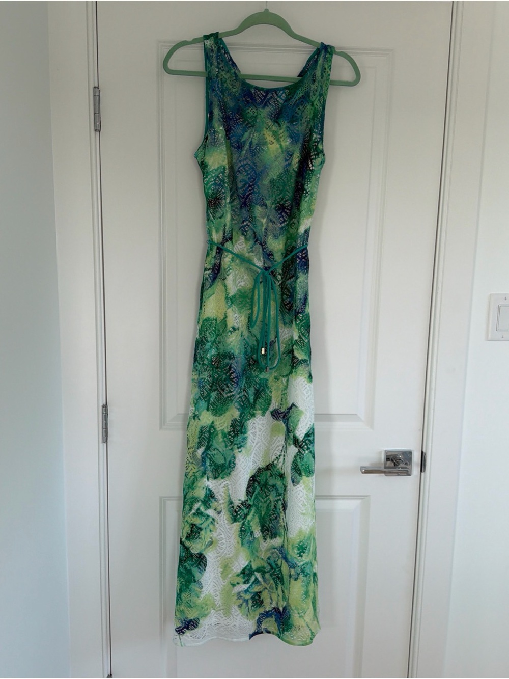 Sandra Darren Maxi Dress Lace White, Green, Blue Size 6